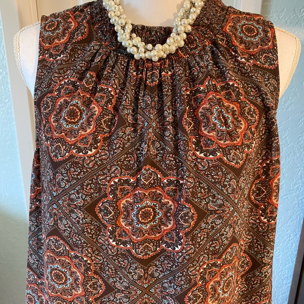 Daniel Rainn DR2 Sleeveless Mock Neck Swing Dress